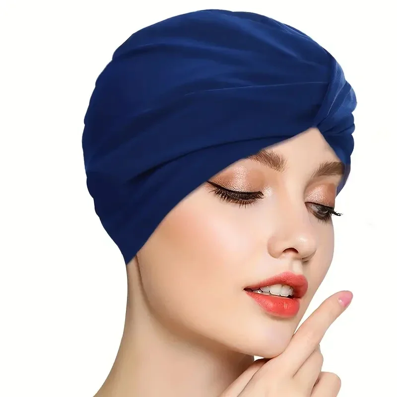 قطعة واحدة من قبعة السباحة المضادة للانزلاق للشعر الطويل والمجعد والسميك والضفائر - مثالية للشاطئ وحمام السباحة مع مقاس مرن