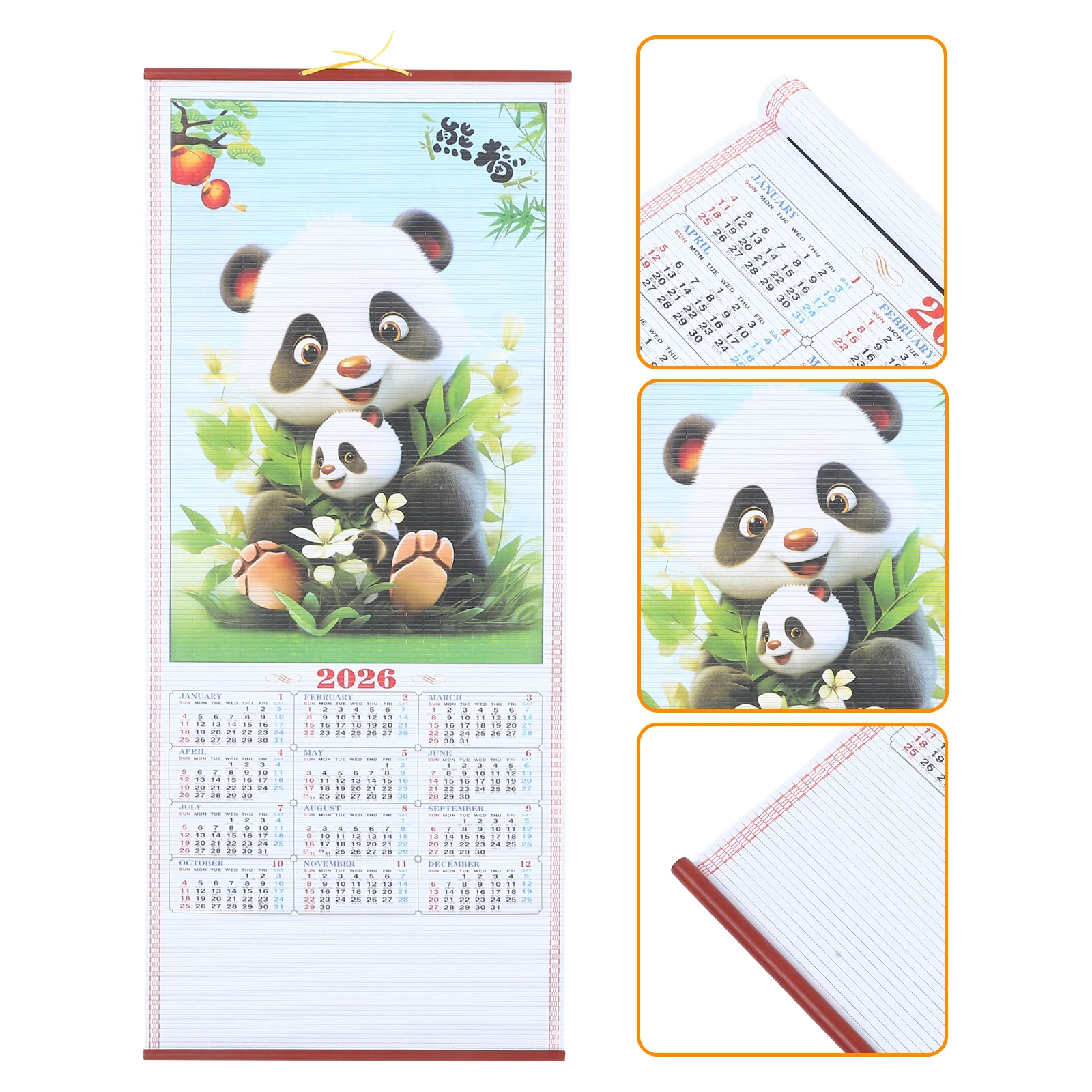 

Настенный календарь на год лошади на 2026 год, большой китайский лунный подвесной плакат с прокруткой, 2026 ежемесячный декор для гостиной, офиса, бумажный принт