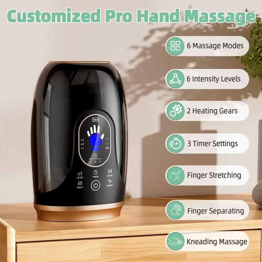 مدلك بالحرارة والضغط، مدلك يدوي بـ 6 فتحات لتمدد الأصابع لالتهاب المفاصل ونفق الرسغ، 6 مستويات ضغط T #2