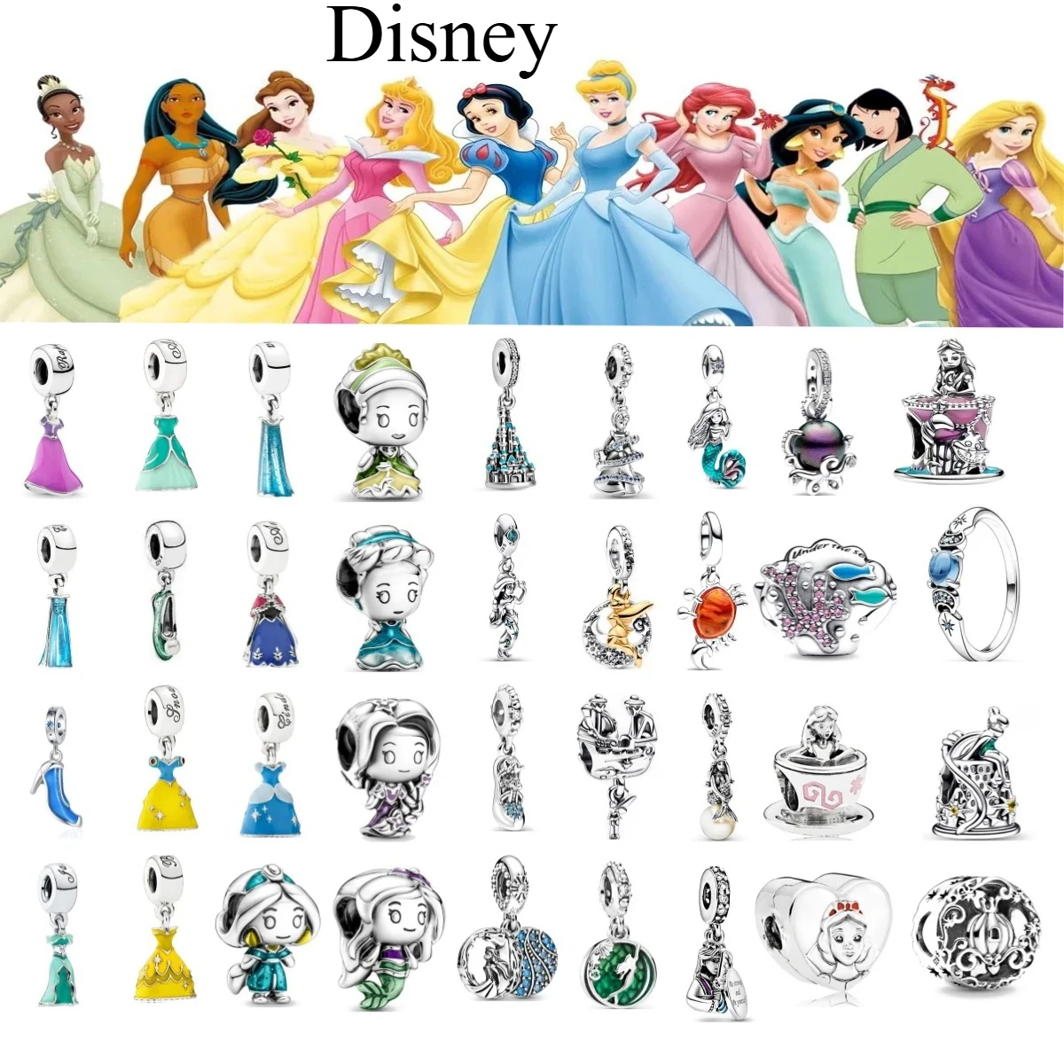 

Disney Princess Cinderella 925 Silver Pendant with Original Bracelet Jewelry Pendant Princess Skirt Dance Shoes Bead Jewelry