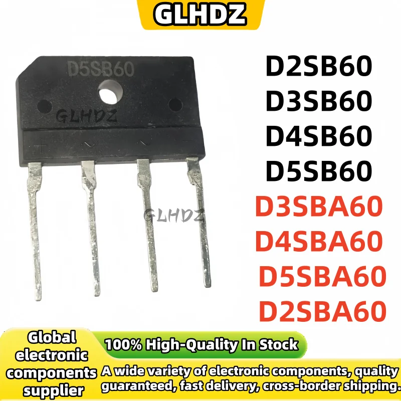 10-50pcs D2SB60 ZIP-4 D2SBA60 ZIP D2SB 60 D3SB60 D4SB60 D5SB60 D3SBA60 D4SBA60 D5SBA60 Flat Bridge Rectifier