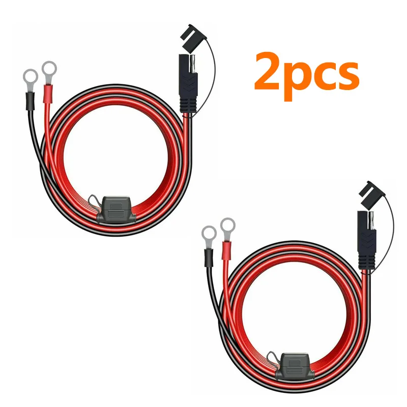 2Pcs Quick Release SAE Cable With Fuse Terminal O Connector Battery Charger Extension Adapter Wire 16AWG Terminal