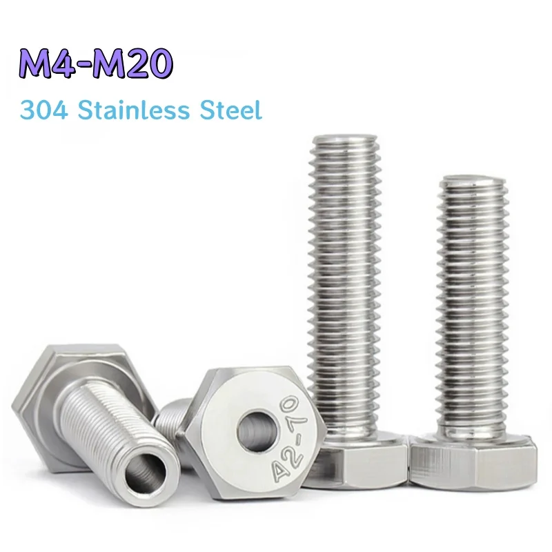 304 Stainless Steel Outer Hexagon Internal And External Threads Bolt Adaptable Screw Hollow Bolts M4-m20