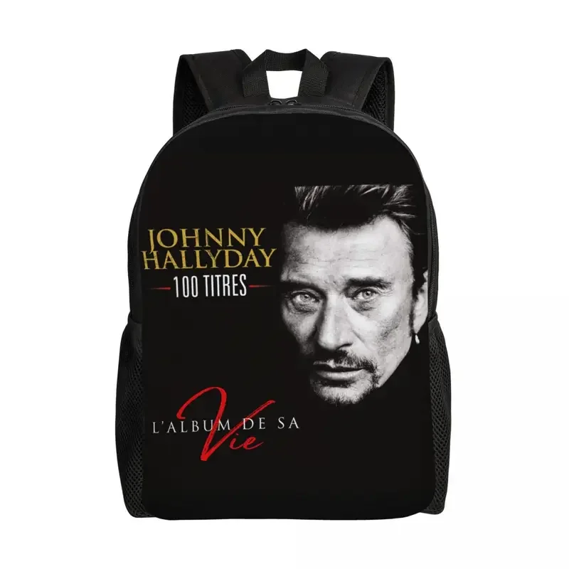 Johnny Hallyday Rock Mochilas para homens e mulheres, escola Estudantes universitários Bookbag, Fits 15 "Laptop, French France Singer Bags