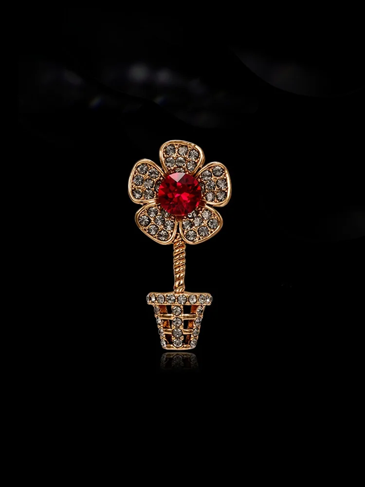 Broche de Flor de Diseño Original Eternelle, Ramo de Plantas en Maceta, Elegante Broche de Personalidad, Accesorio de Hebilla, Flor para el Pecho