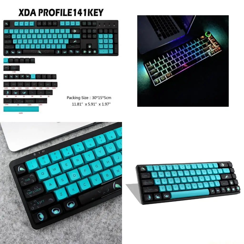 

141 Keys Jelly fish Keycaps PBT XDA Keycap For gk61/68/75/84/980/104 Mechanical Keyboard DYE SUB Keycap DIY Set