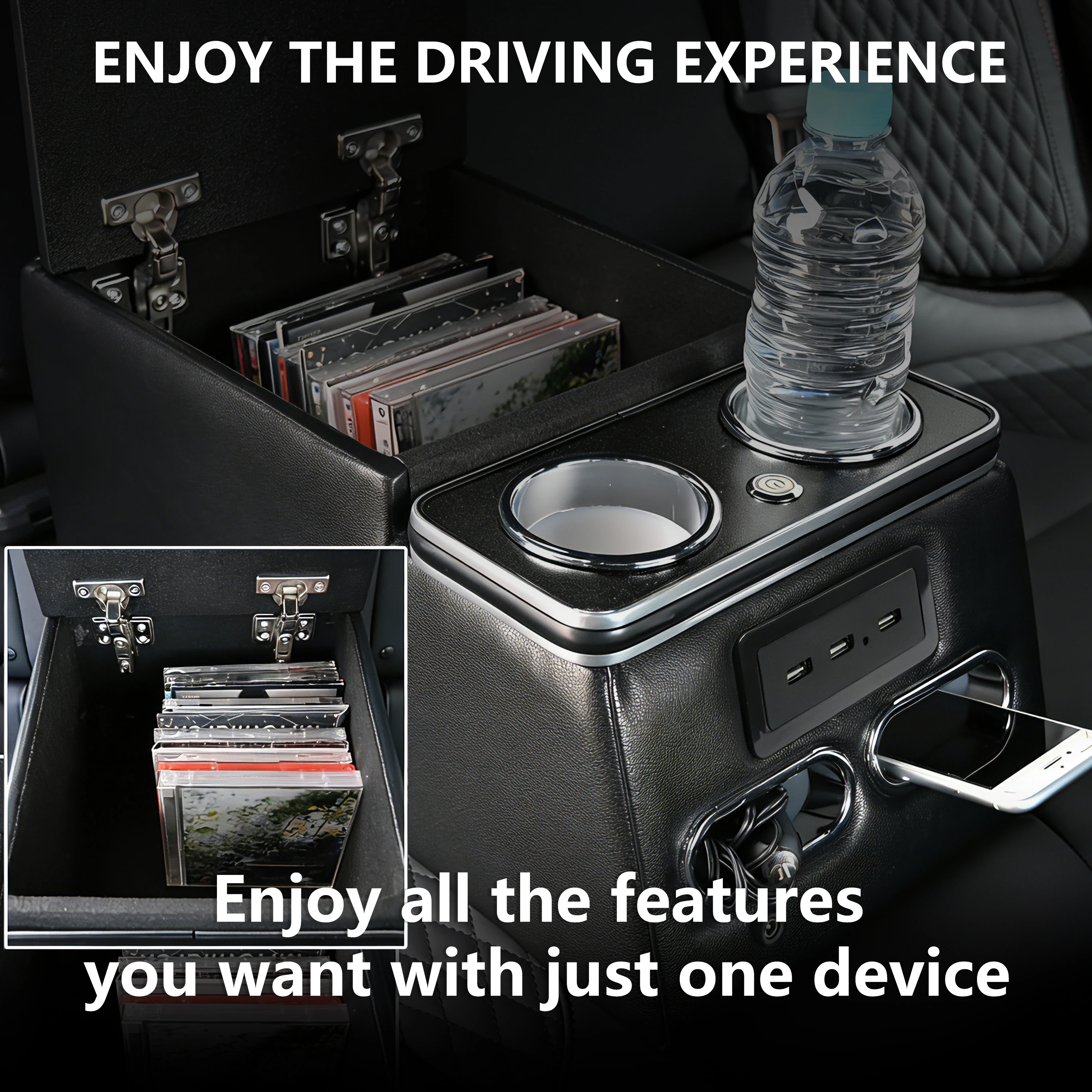 For Universal Car Back Seat Armrest Box On Seats Cup Holders Storage Box MPV Rear Armrest Box