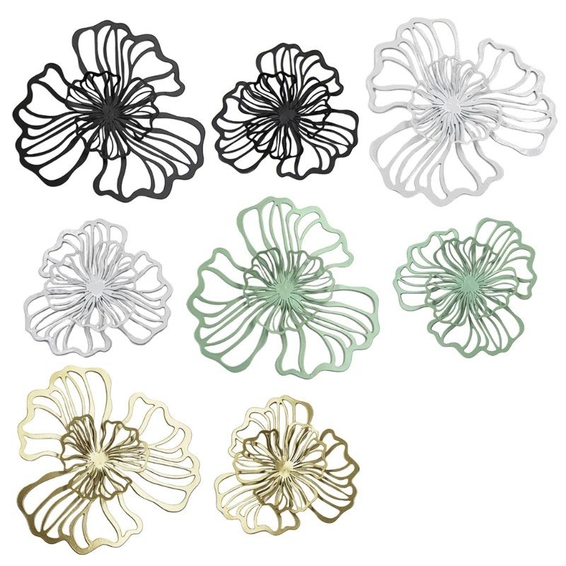 Multicolors Double Layer Metal Flower Wall Art,Hollow Out Metal Sign Flower Designs Home Decors for Bedroom Dining Area