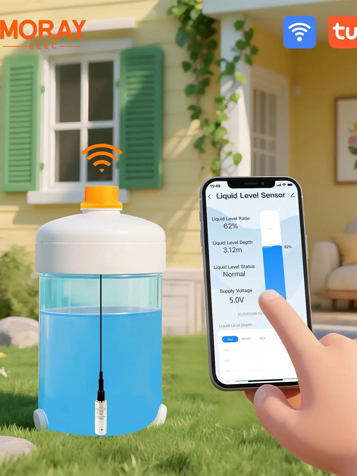Moray ME202W 5m Tuya App Smart Home Hoge Nauwkeurigheid Onderwater WIFI Afstandsbediening Water Draadloze Vloeistofwatertank Niveausensor - afbeelding 2