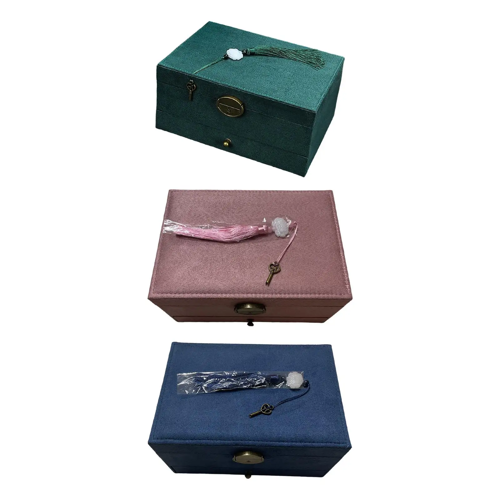 3 Tier Jewelry Box Scratchproof Lockable Organizer for Brooch Chain Bracelet