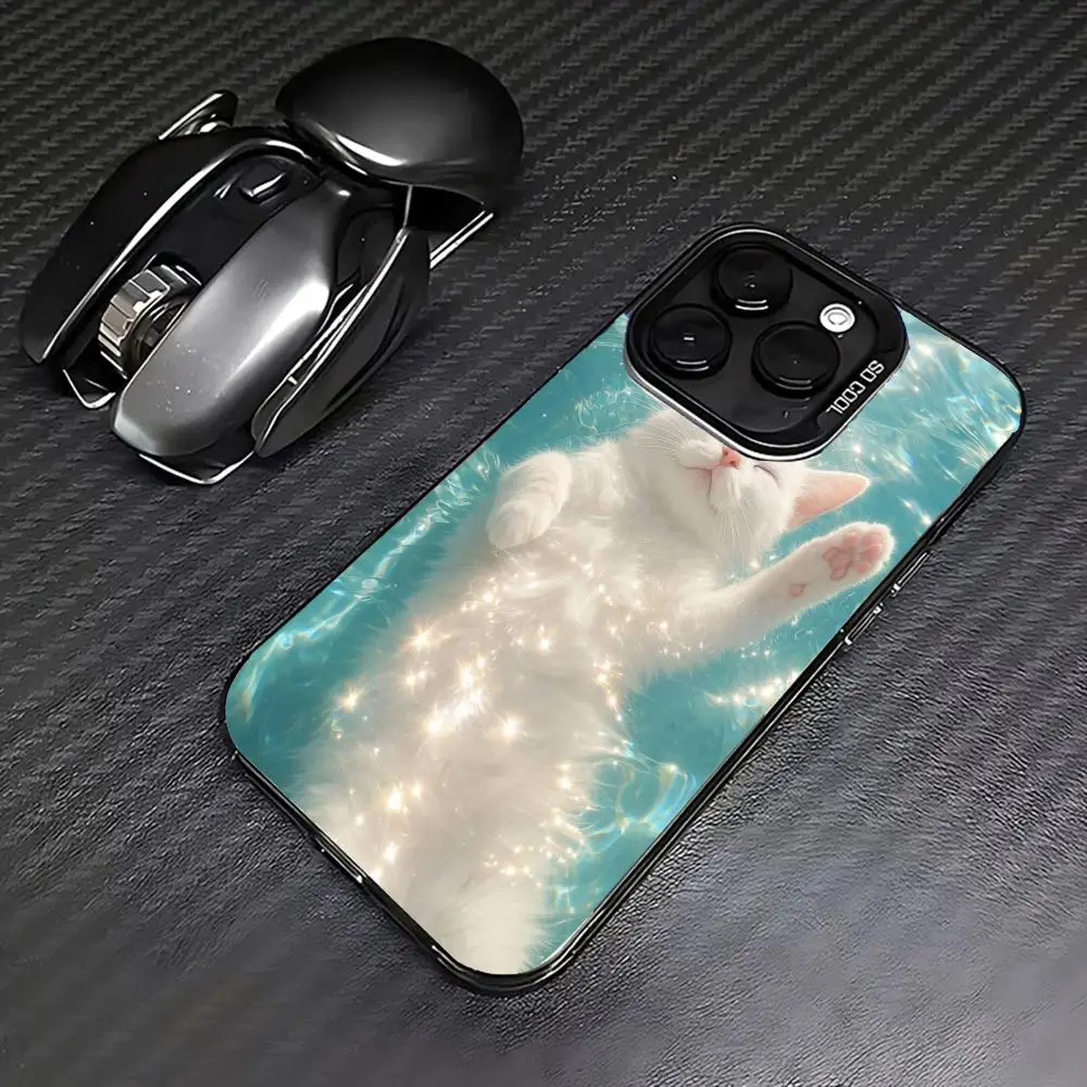 

White Cat case for iPhone17 16 15 14 13 12 11 Pro/ Max/Plus shock-proof rear cover anti-fingerprint