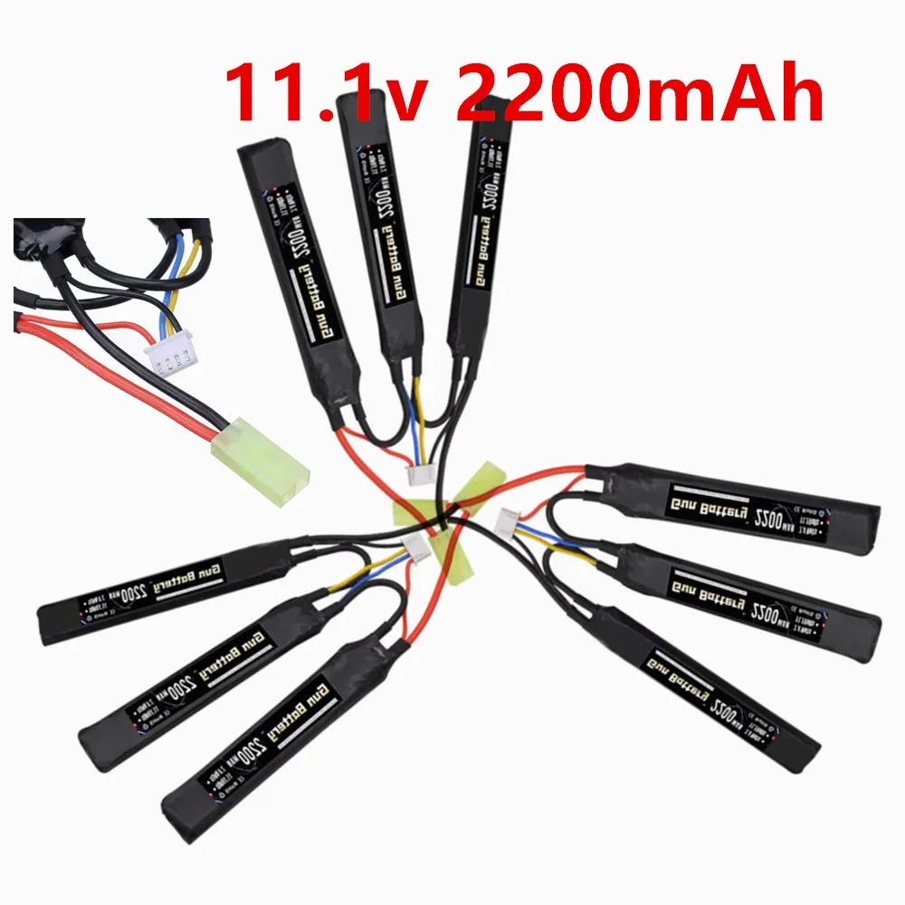 11.1V Water Gun Battery 2200mAh 3S Rechargeable LiPO Battery 40c for AKKU Mini Airsoft BB Air Pistol Toys RC Parts