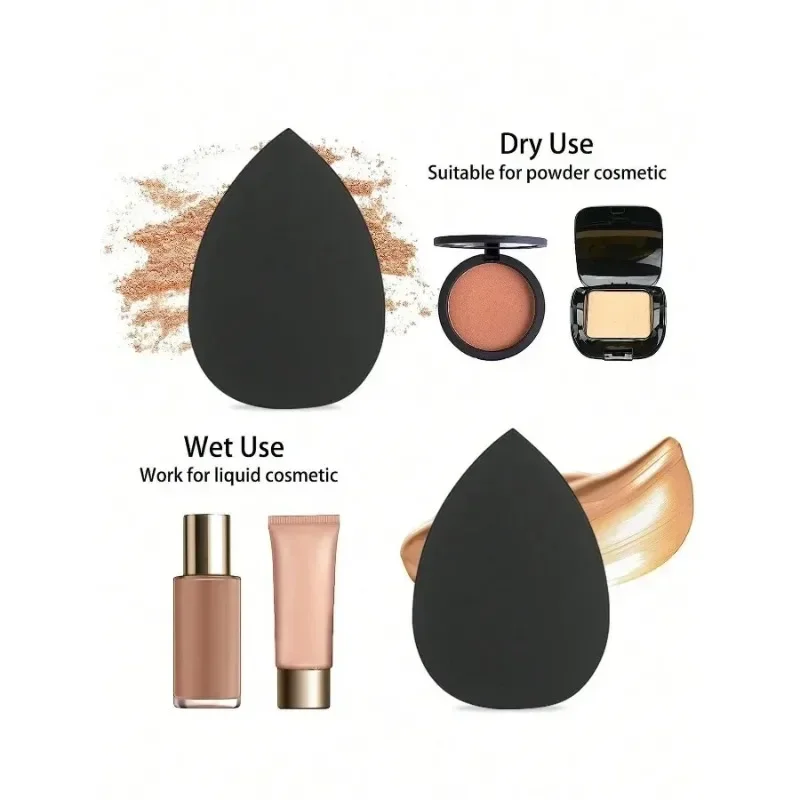 Black Makeup Sponge Blender Beauty Egg with Storage Bottle Cosmetic Puff Foundation Sponges Powder Puffs Make Up Accessories