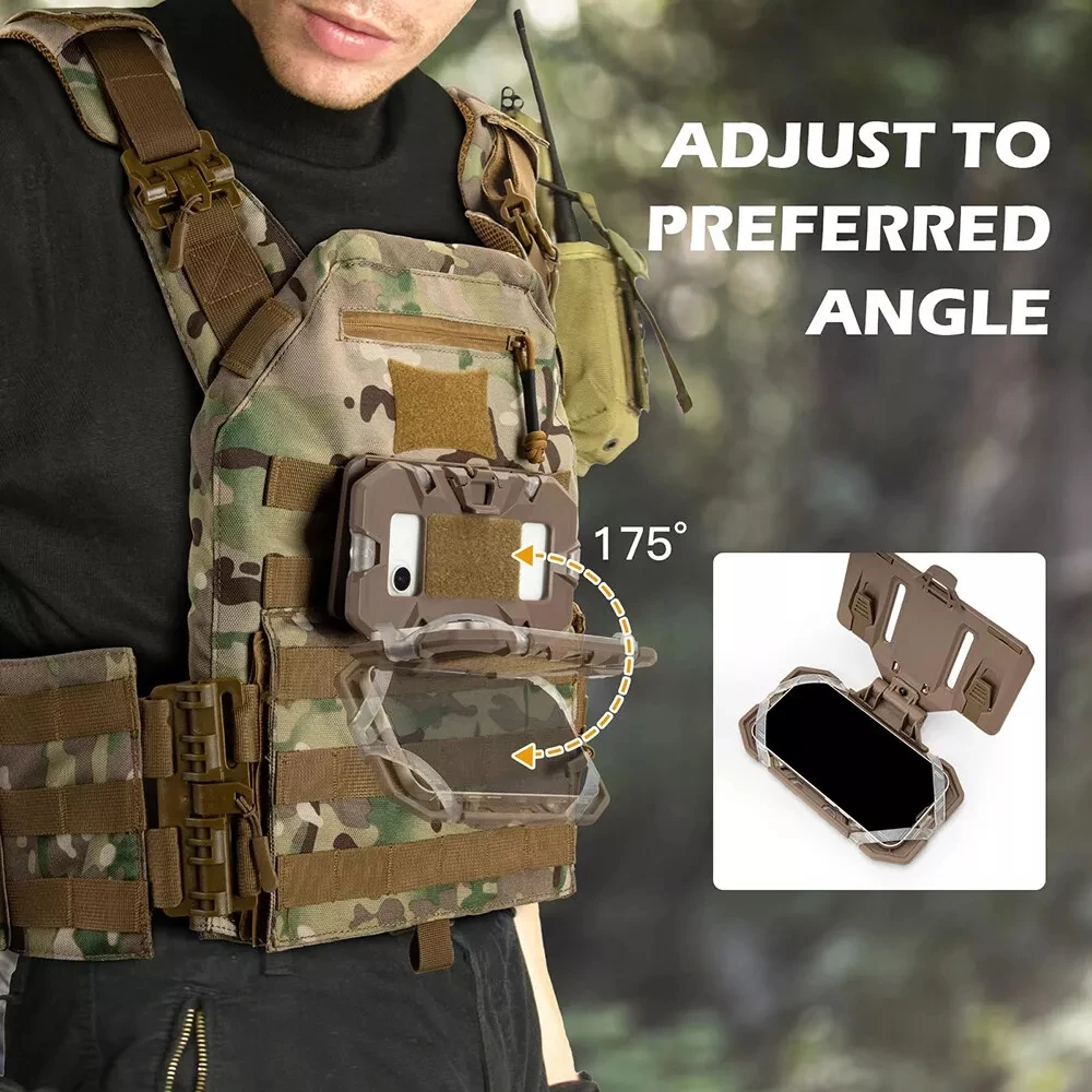 Tactical MOLLE Phone Holder, Folding Navigation Board, Cellphone Hold Gear, Airsoft Hunting Vest Accessories view 6