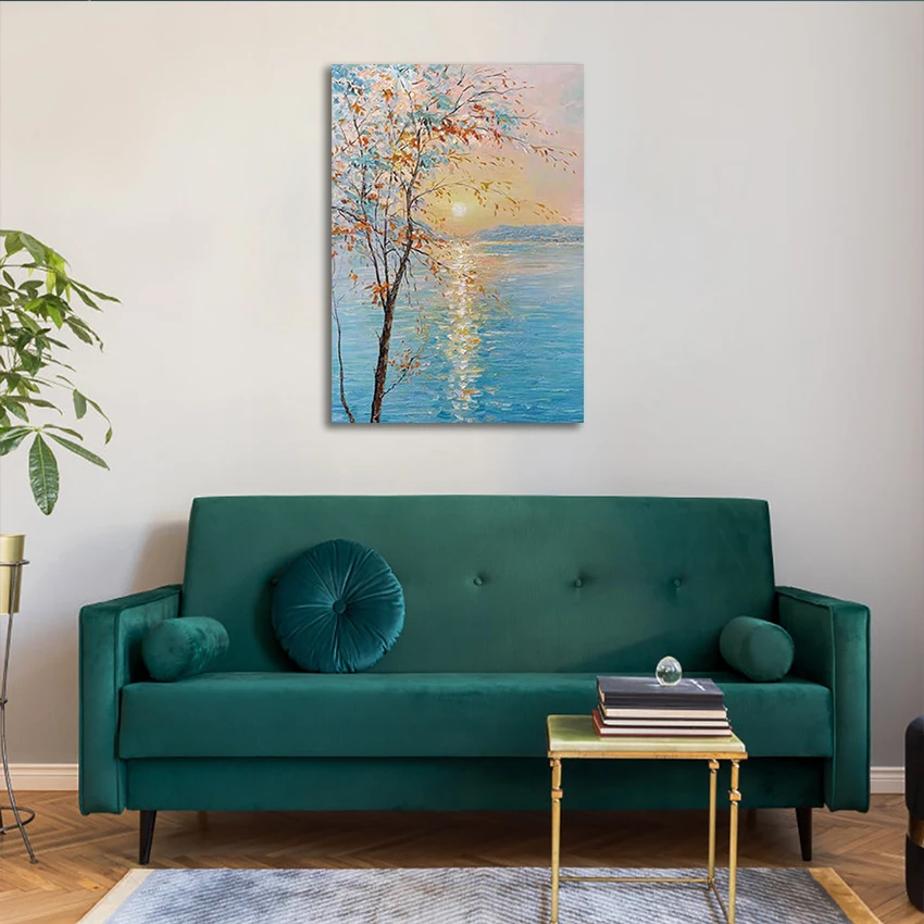 

Высокое качество, художественная стена с природными пейзажами, дизайн холста, без рамки, акриловые абстрактные пейзажные картины, современная картина для комнаты