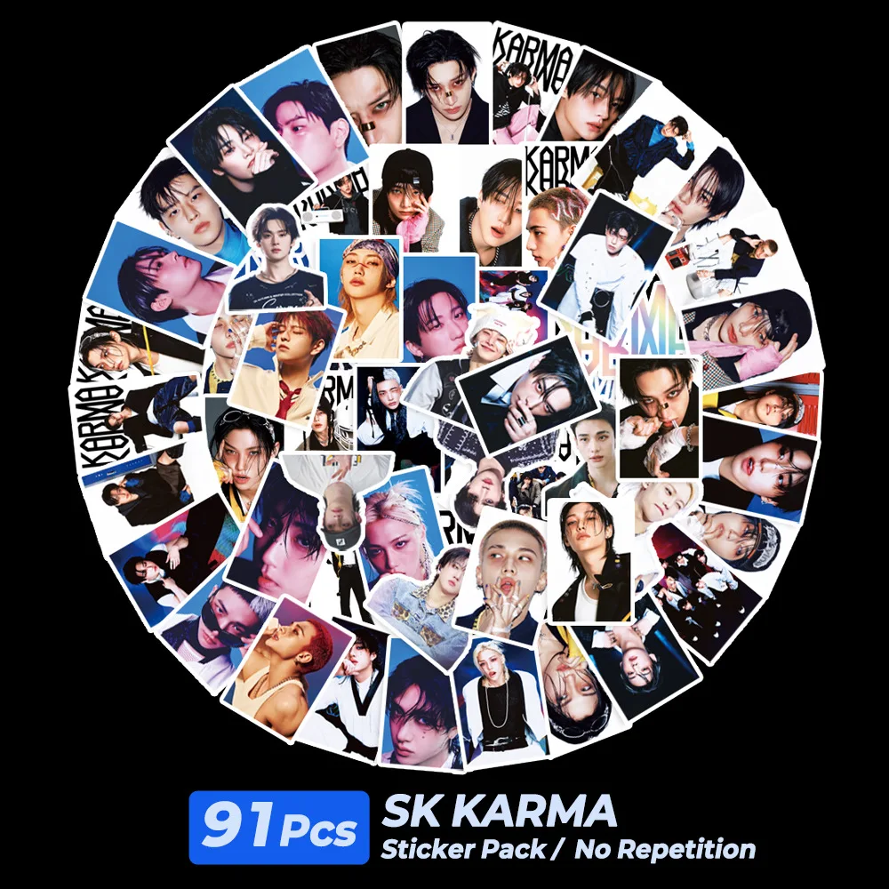 91 szt. Naklejek Graffiti z zespołem KPOP Stray Kids, SKOO Nowe Specjalne Naklejki z KARMA, Naklejki z Dużymi Głowami Realistycznych Postaci, Naklejki DIY