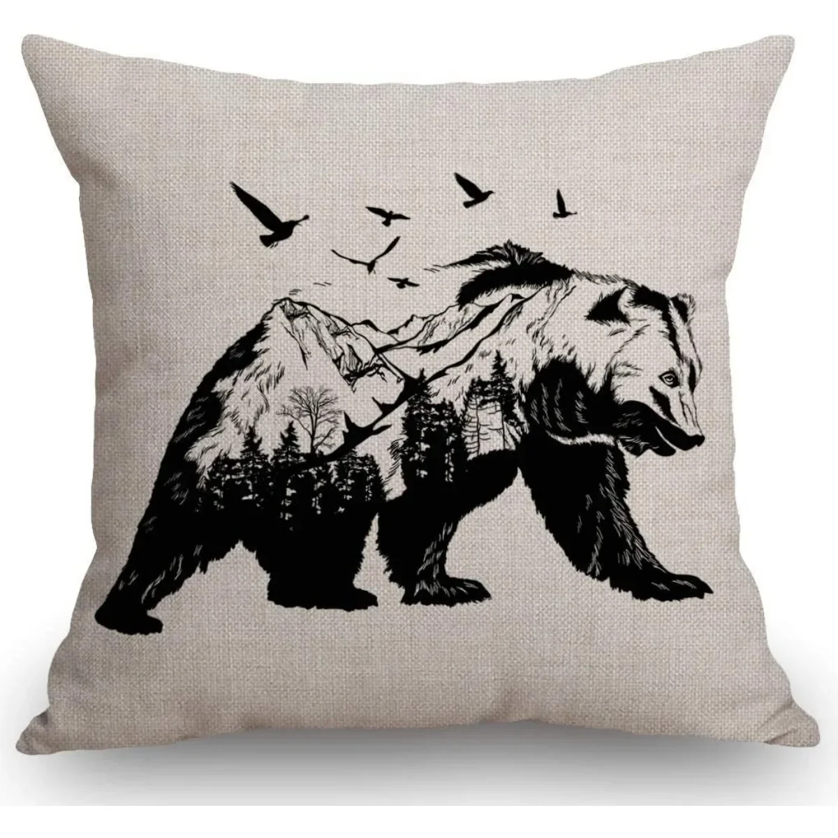 Wildlife Bear Decorative Throw Pillow Covers 45x45cm 18x18Inch Cushion Cover for Home Couch Sofa Bench Decor 40x40cm 16x16Inch