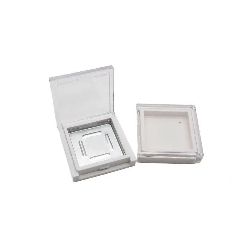 100pcs Reusable Empty Single White Highlight Box Blush Shadow Powder Box With Aluminum Pan