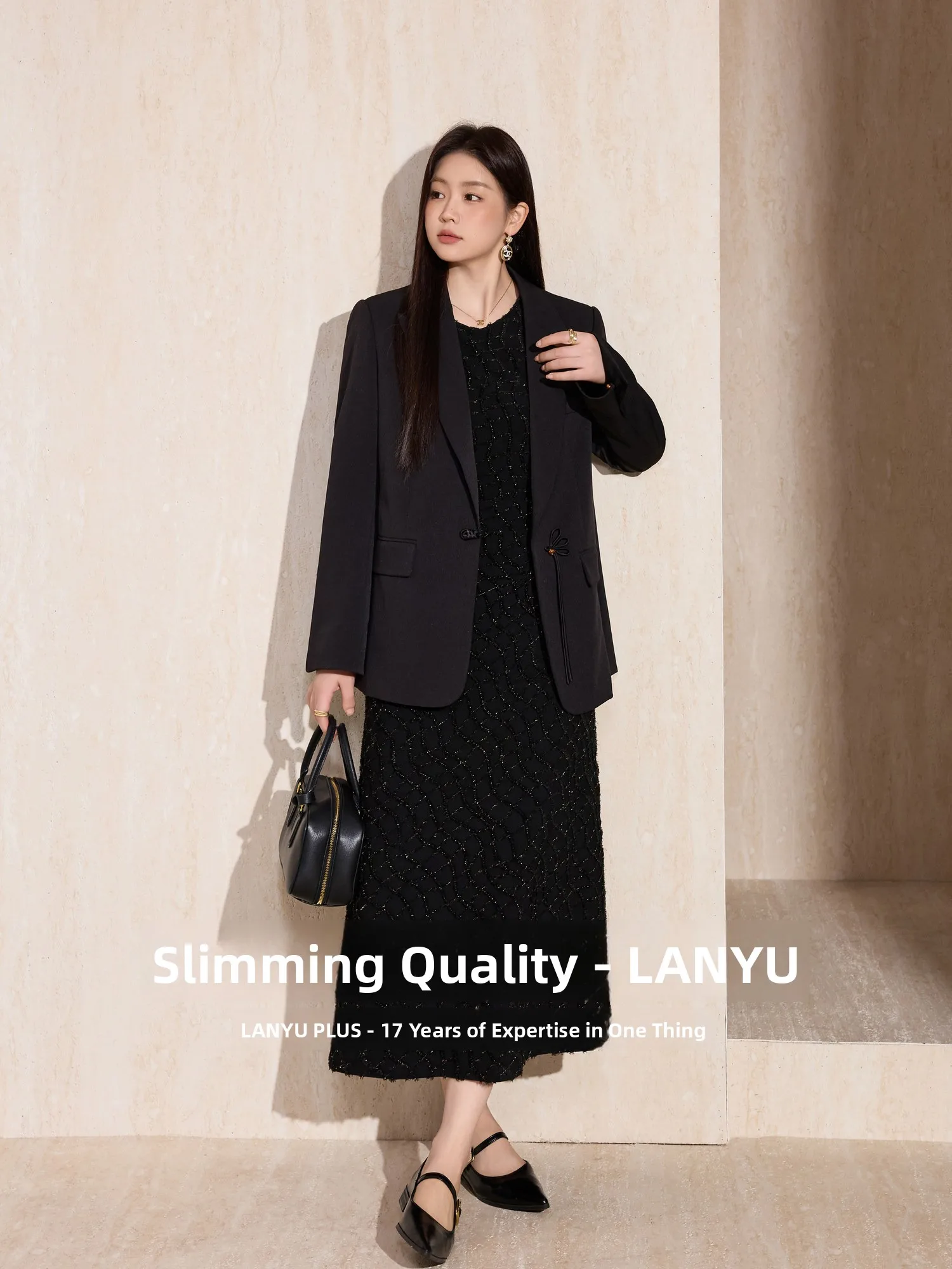 Bla Ele Tamanho Grande Dr Feminino com Borla de Teal Dourado Corte 3D redondo Ne Svel Long Dr Outono Novo Sle