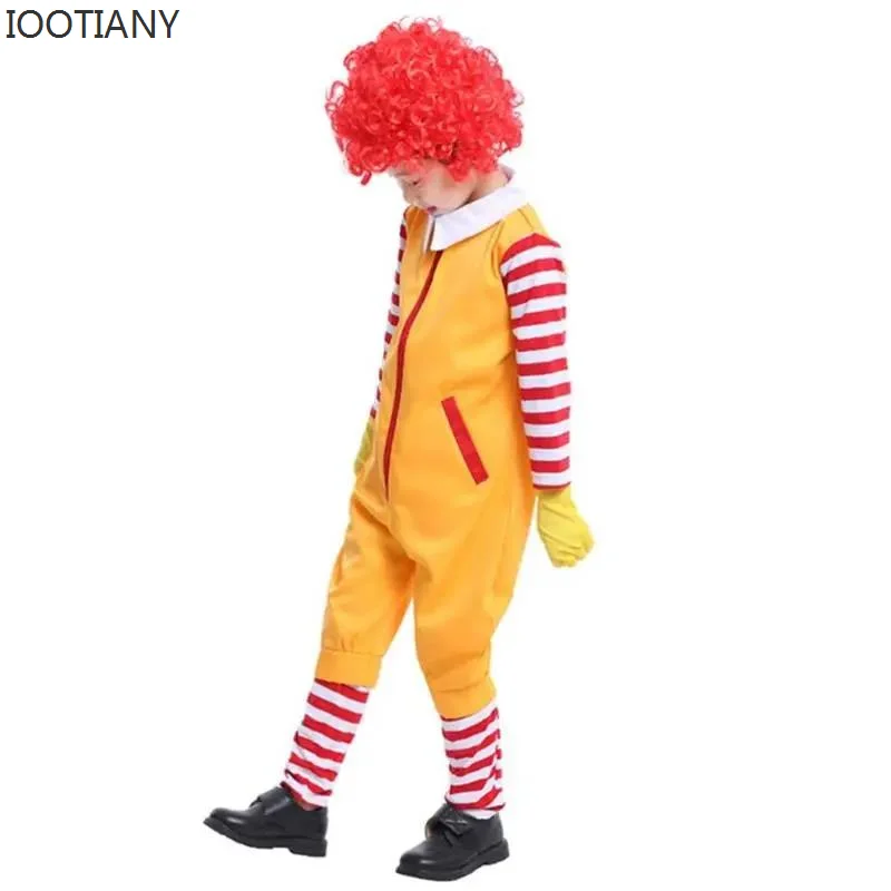 CosplayHalloween عيد الميلاد دور اللعب السيرك زي الوالدين والطفل مهرج البدلة حفلة مرحلة الأداء الوجبات السريعة الأصفر للأطفال