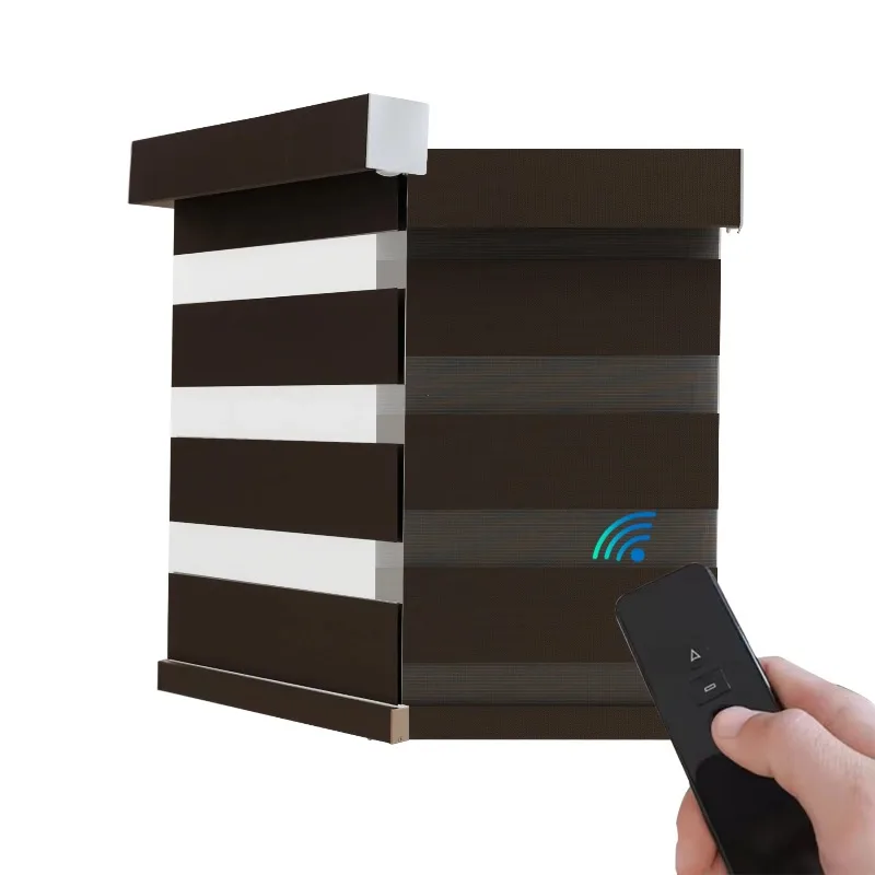 Customized Motorized Remote Control Zebra Blinds Smart Control Blackout Dual Zebra Shades