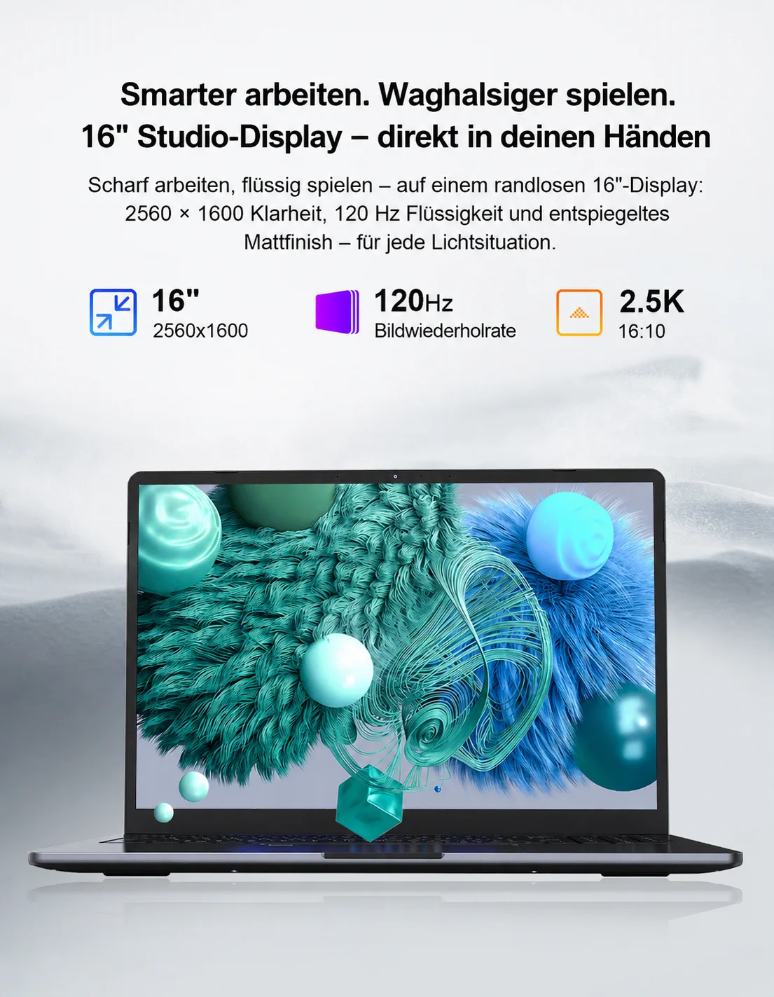 Ninkear A15 Pro Laptop 16GB RAM 1TB SSD 16 Zoll 2.5K 120Hz IPS Display AMD Ryzen 5 5500U Windows 11 beleuchtete Tastatur WiFi 6 Fingerabdrucksensor für Büro Studium Multitasking – Detail 3