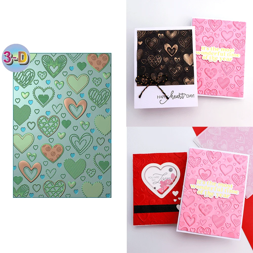 Valentine's Day Heart 3D Embossing Folder For Adding Texture And Dimension To Craft Project Card Making