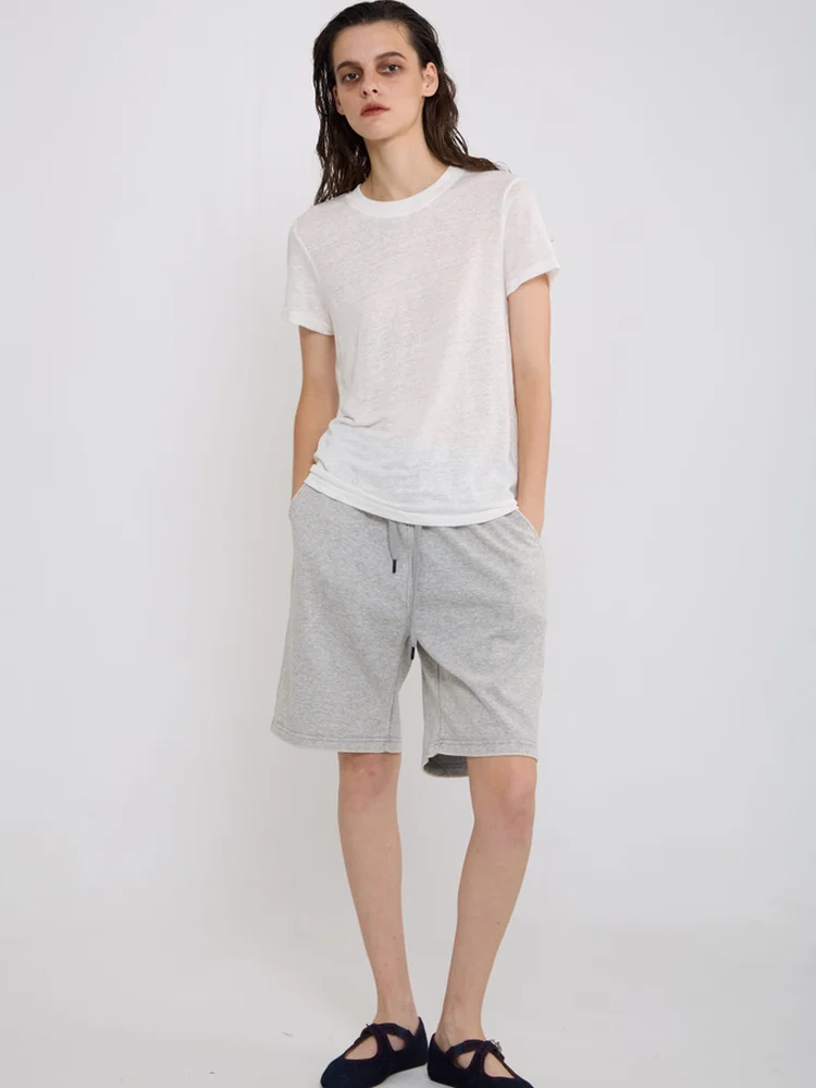 Pantalones Cortos Bermuda Ultra Cómodos con Cintura Elástica de Cinco Pulgadas, Hanes X Karla, Pantalones Casuales de Pierna Recta, Transpirables y Amigables con la Piel