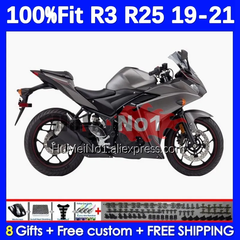 Injection For YAMAHA YZF-R3 YZFR25 YZF-R25 R 3 25 374No.1 YZFR3 Matte color YZF R3 R25 19 20 21 22 2019 2020 2021 2022 Fairing