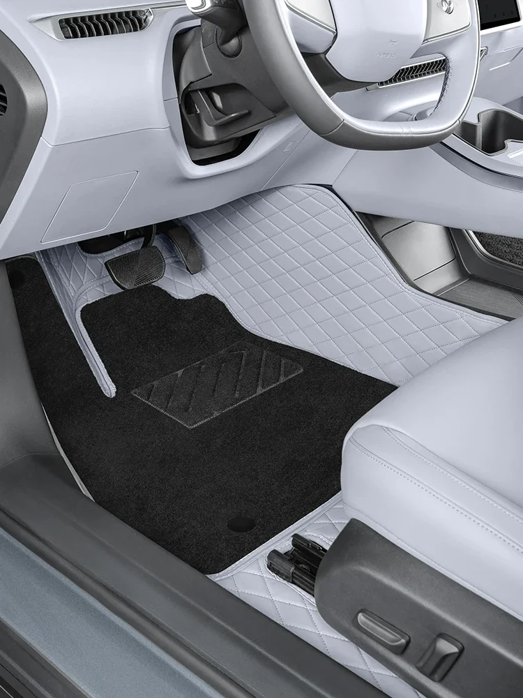 

For Xpeng MONA M03 Car Foot Mats Fully Surrounded Double-layer Silk Ring Leather Protective Pad Car Interior Carpets Accessories