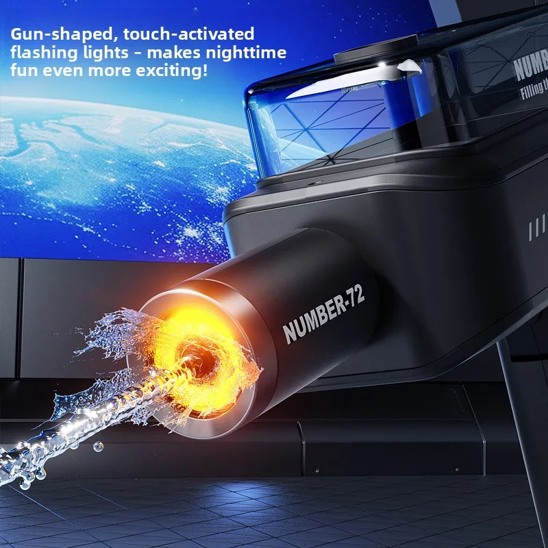 Electric Continuous-Firing Folding Water Gun Children's Water Play Toy Flashing Light Automatic Spraying Water Gun Kids Gift