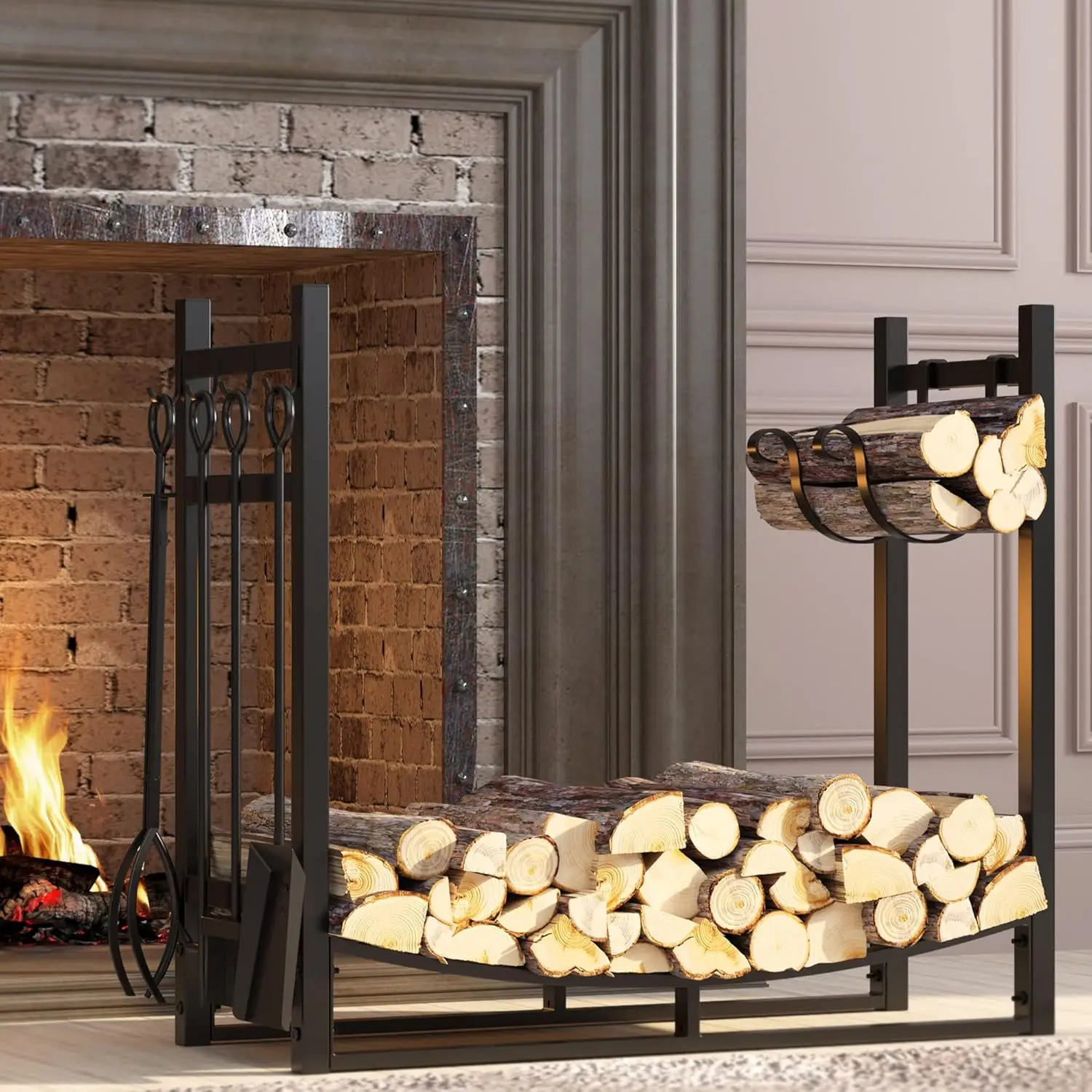 

Indoor and outdoor firewood rack, wrought iron rack, log storage firewood cross-border special wood rack