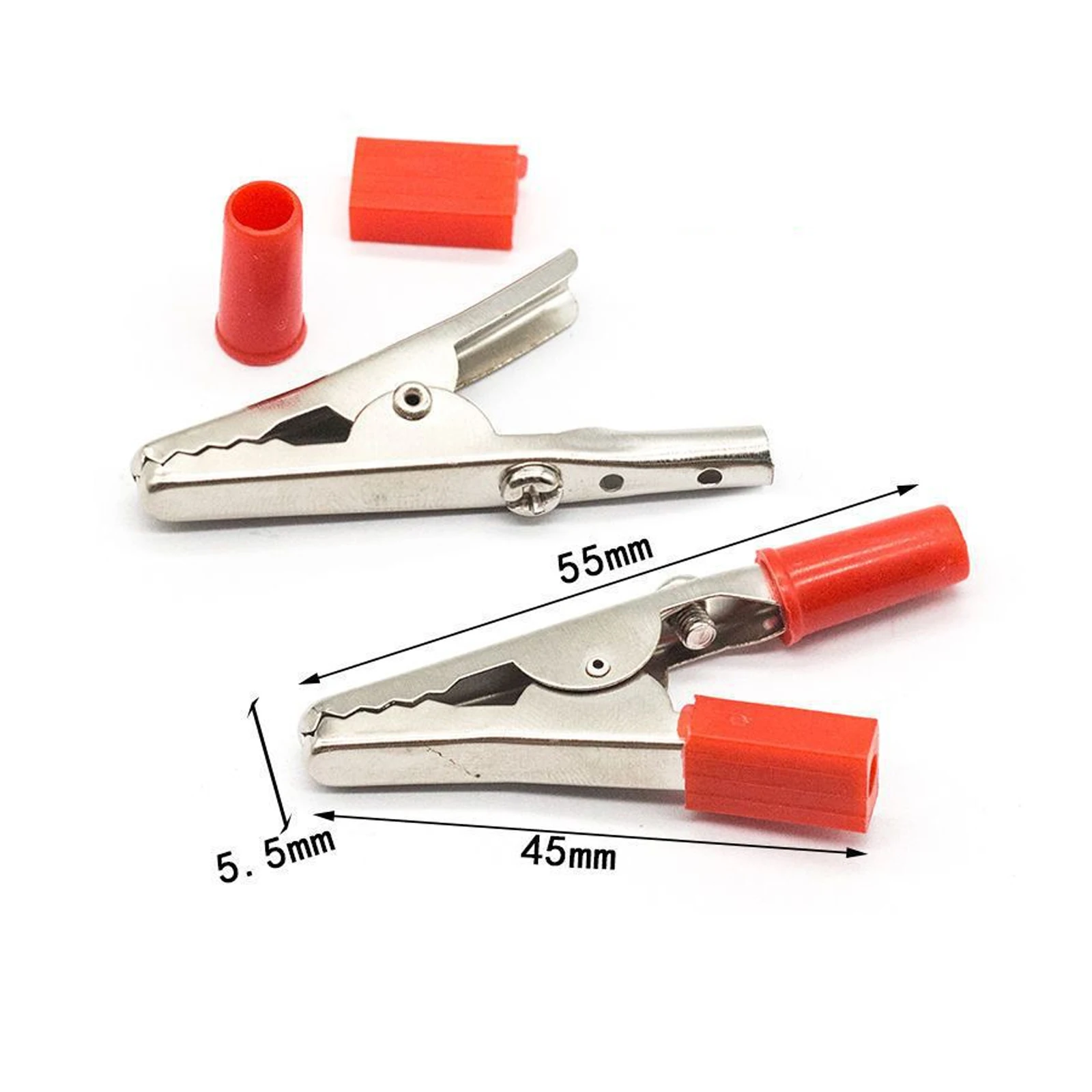 20pcs 4mm Metal Alligator Clips Test Clips, Plastic Handle Test Probe Metal Alligator Clips
