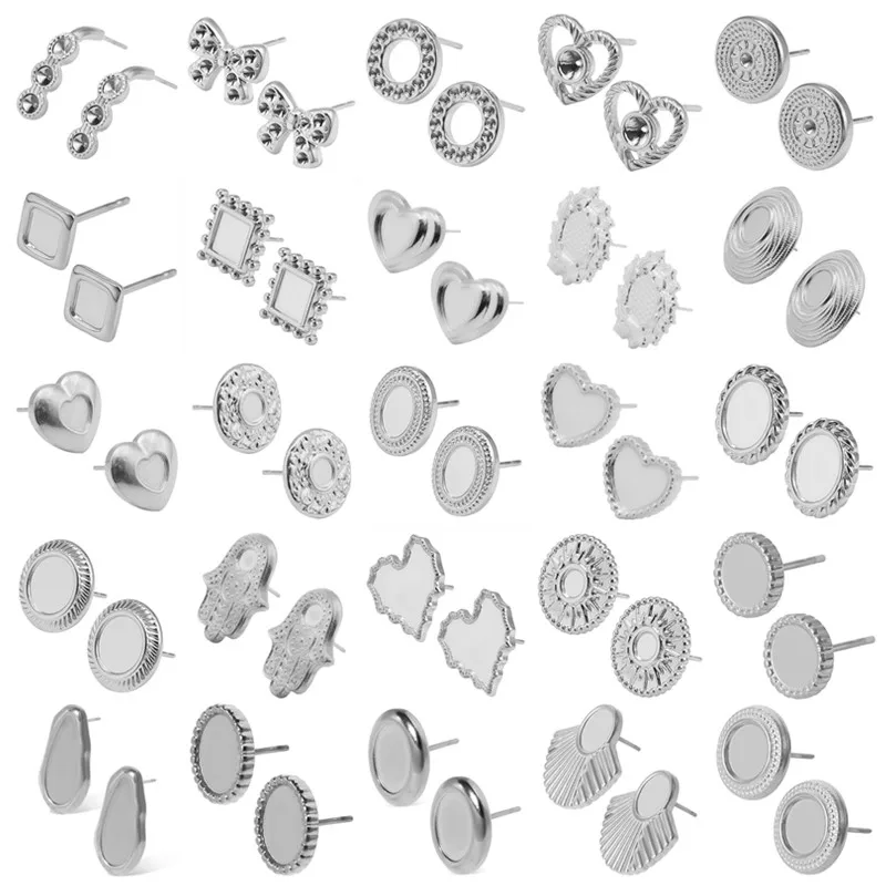 Boucles d'Oreilles en Acier Inoxydable pour Homme et Femme, Piercing de Haute Qualité, Main de Fatima Ronde, Breloque Vierge, Matériaux Faits à la Main