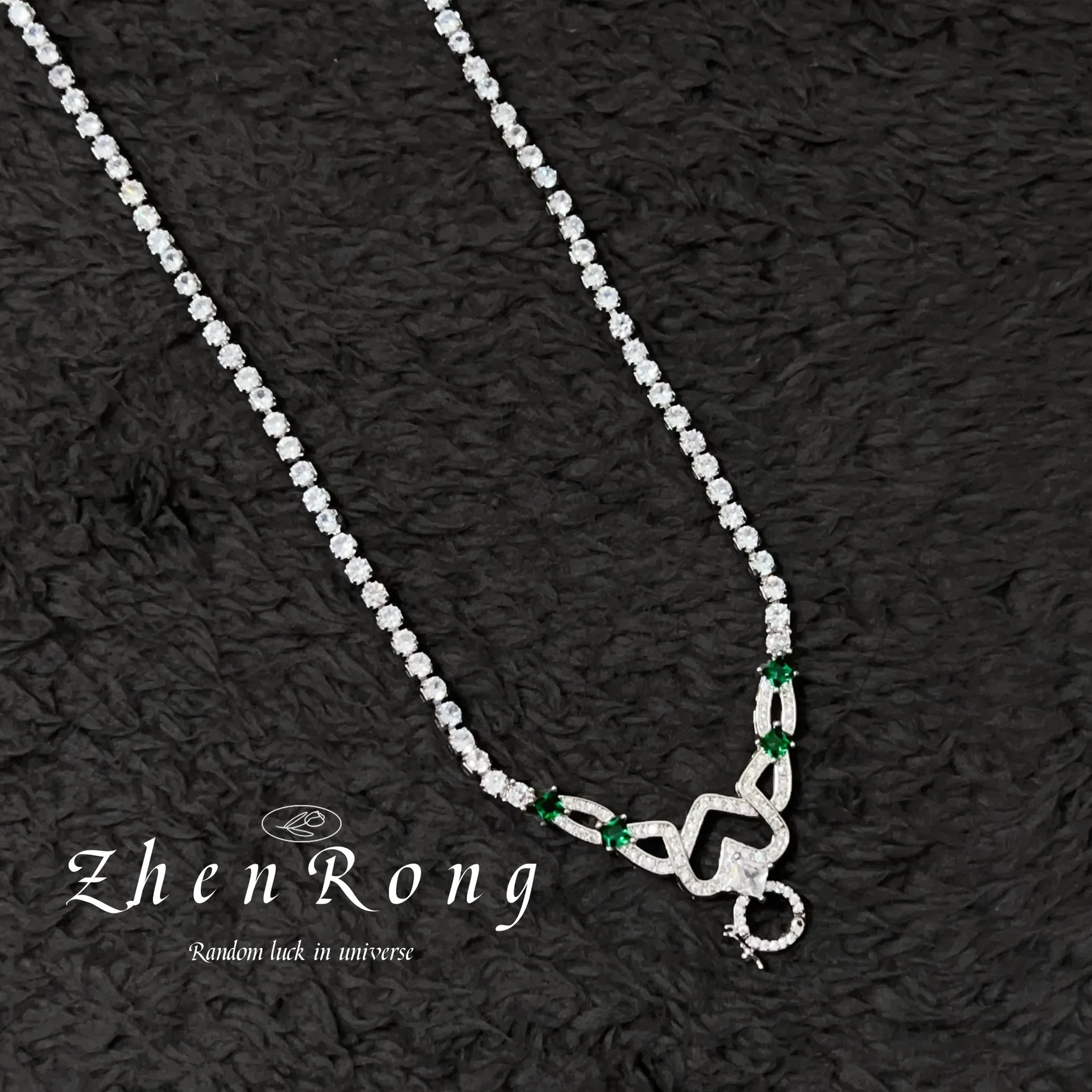 S925 Sterling Silber Halskette Haute Couture Voll-Diamant-Design Universalkette mit Universalknopf für Frauen und Mädchen – Detail 3