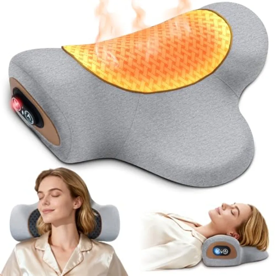 

Rechargeable 3-in-1 Neck Massager Pillow with HeatVibration and Air Traction Heated Neck Pillow Massage Hump Soothing Neck Rela