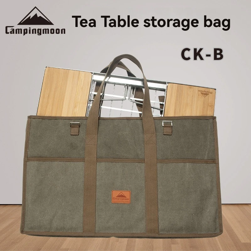 campingmoon-ck-b-outdoor-canvas-tea-table-bag-iron-mesh-wild-camping-picnic-folding-table-with-handle-storage-solution