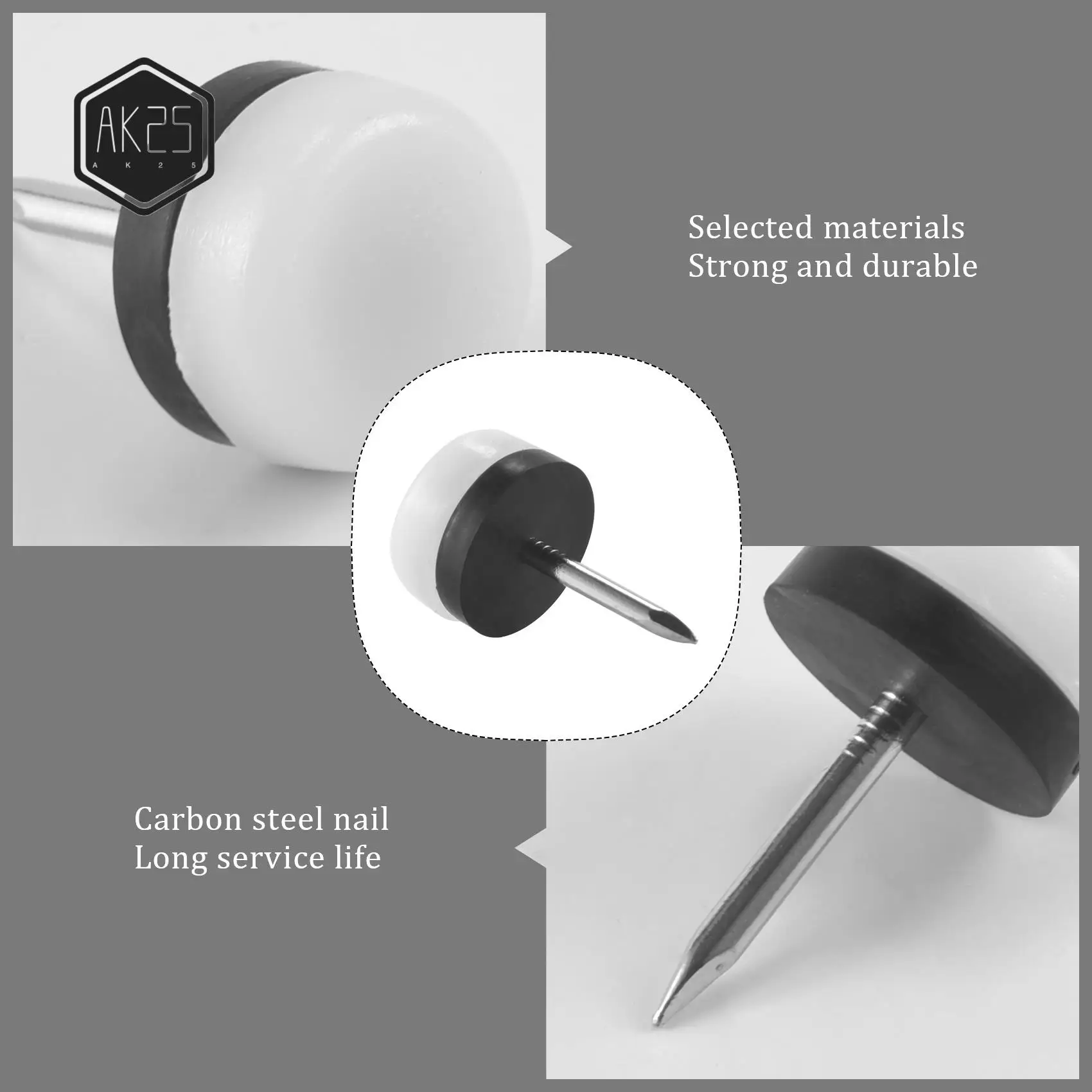 

AK25-40 шт. утолщенные направляющие для мебели, нейлоновый слайдер с гвоздями, защита для пола для деревянных ножек стула, стола, дивана (18 мм или 0,