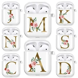 Rose Gold Alphabet Letter Clear Earphone Case For Apple AirPods 4 3rd 2 Pro3 Transparent Cover For Airpod 1 3 Protective Fundas
