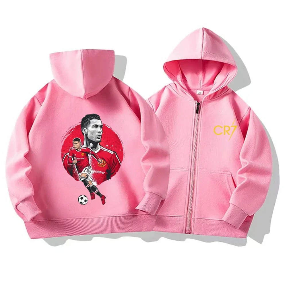 2025 اليورو رونالدو كرة القدم نجوم قلنسوة بسحاب بنين بنات البلوز الخريف/الشتاء البلوز سلسلة مخيط هوديي غير رسمي