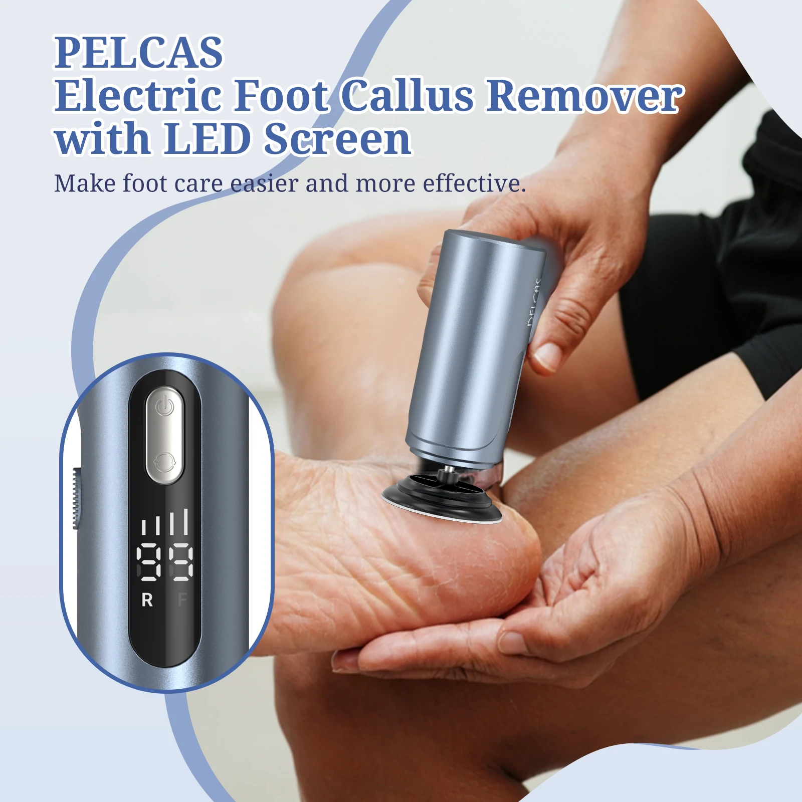 Direct Supply 1500mAh USB Rechargeable Electric Foot Grinder Pedicure Machine T-shaped with Long Plastic Handle