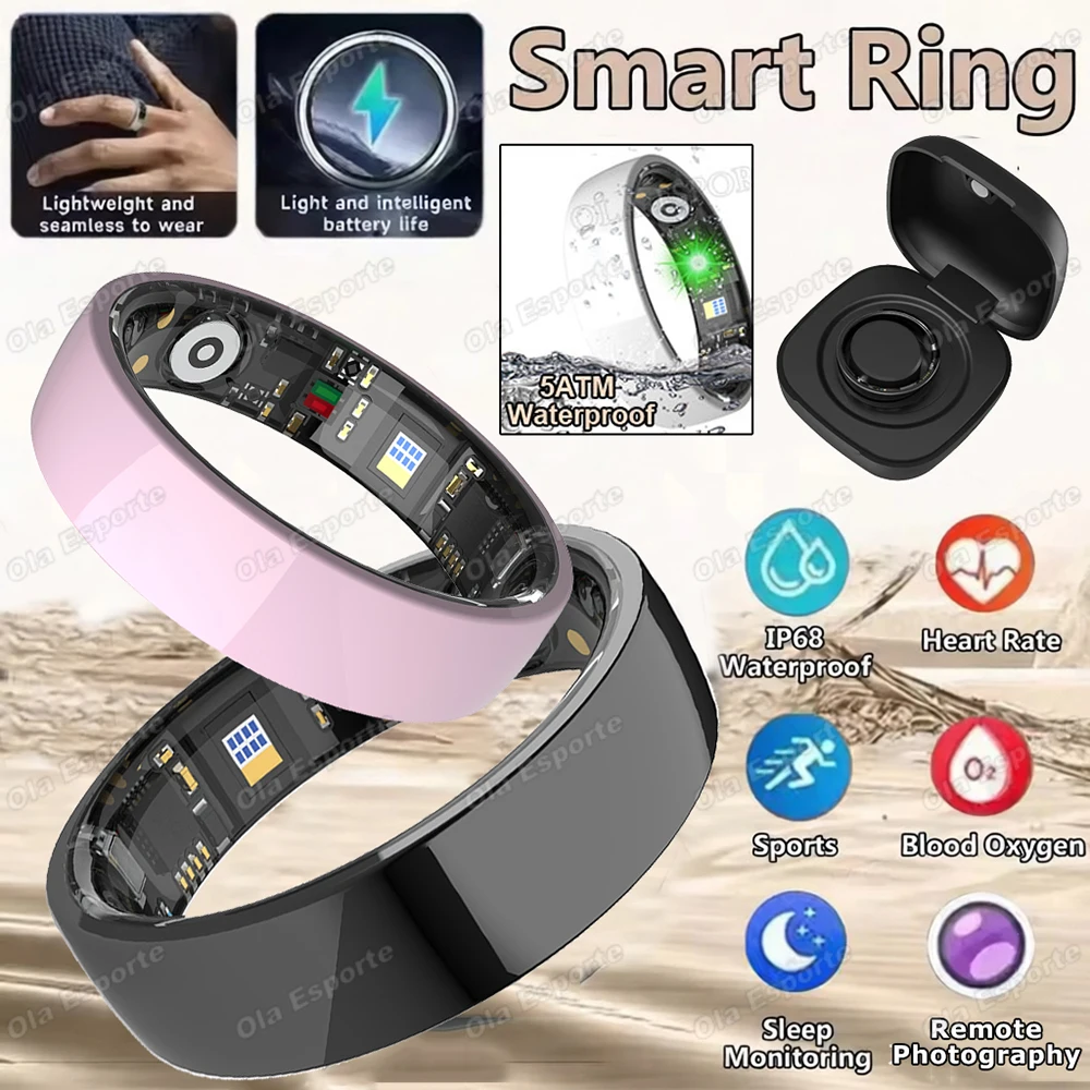 

Керамика, умное кольцо для здоровья на открытом воздухе, 2026, мониторинг сердечного ритма, сна, 5 АТМ + IP68, водонепроницаемое спортивное умное кольцо для женщин и мужчин, праздничные подарки