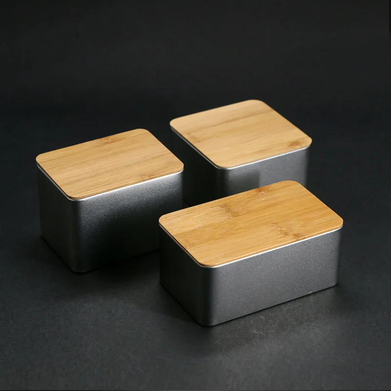 Bamboo Lid Storage Box Ornaments Storage Container Jewelry Tinplate Case Containers with Lids Storage Boxes Candy Containers