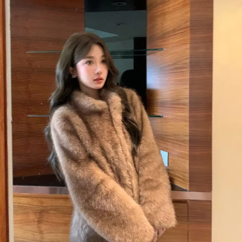 

Женская куртка 2022, осень-зима, толстый длинный воротник-стойка, мех норки, мех из норки, экологически чистое пальто, женское пальто