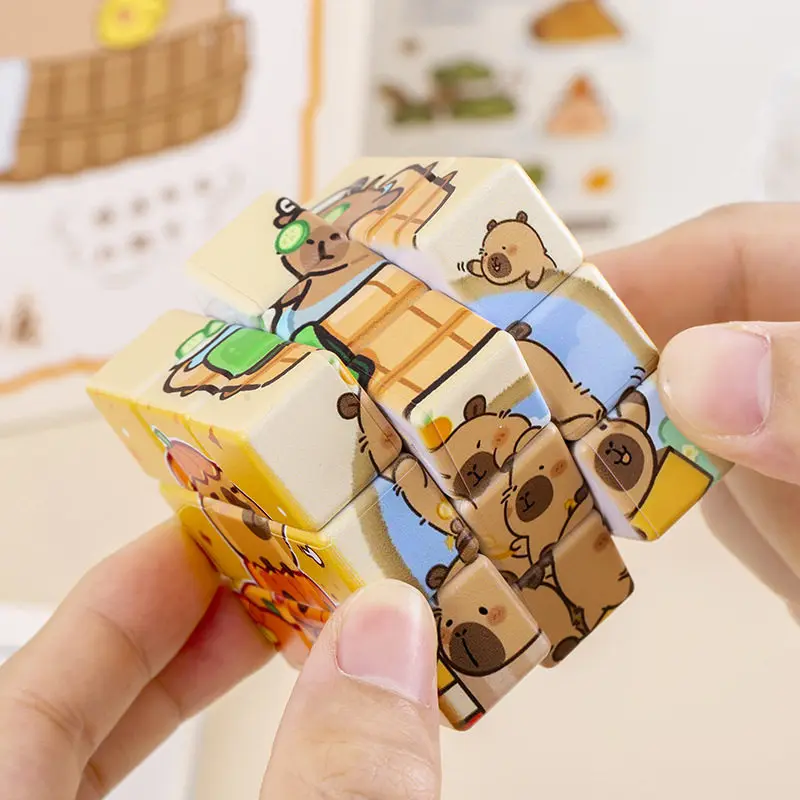 Capybara 3x3 Cube Cartoon Creative Puzzle Portable Cube Toy Daily Relaxation Birthday Gift