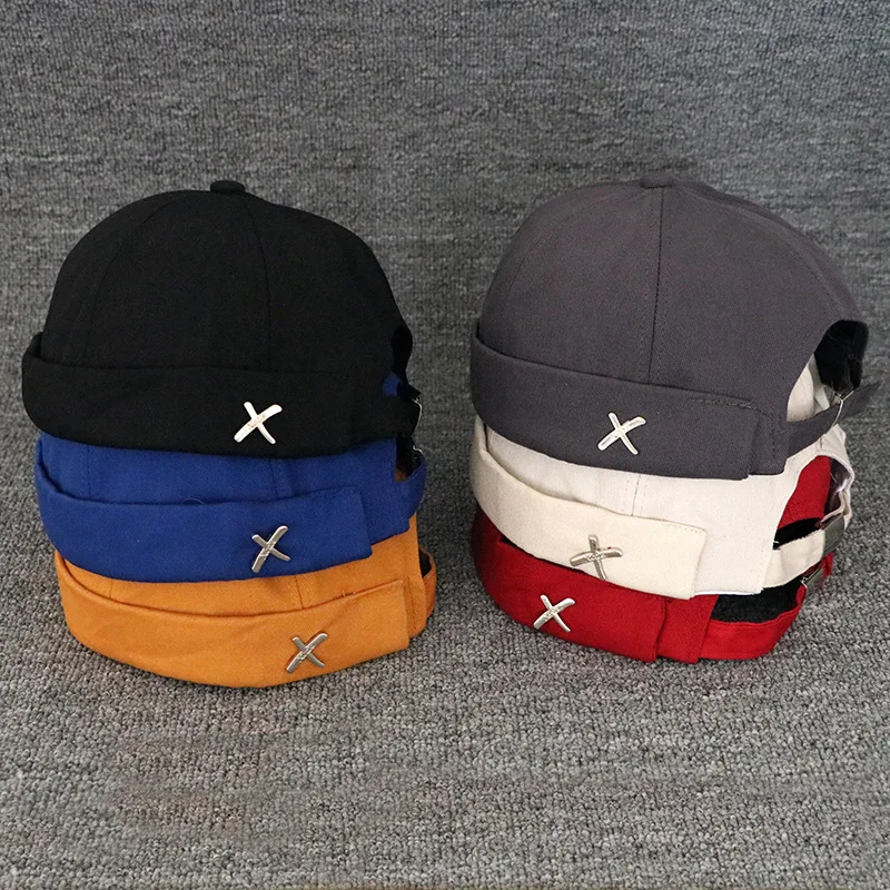 Vintage Dome Hat Mens Solid Color Velvet Beanies For Men Docker Sailor Crimping Brimless Skull Caps Casual Portable Hip Hop Cap