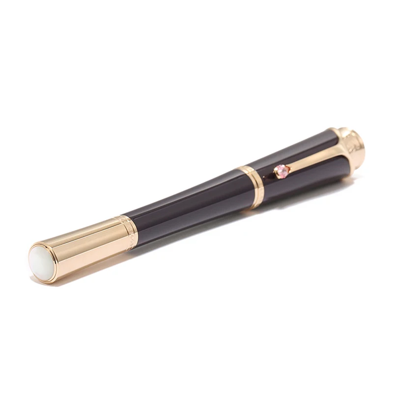 YAMALANG Grace Kelly Dark Purple MB Rollerball Ballpoint Pen With Teardrop Shape Diamond Stone Clip Writing Smooth Great Actress