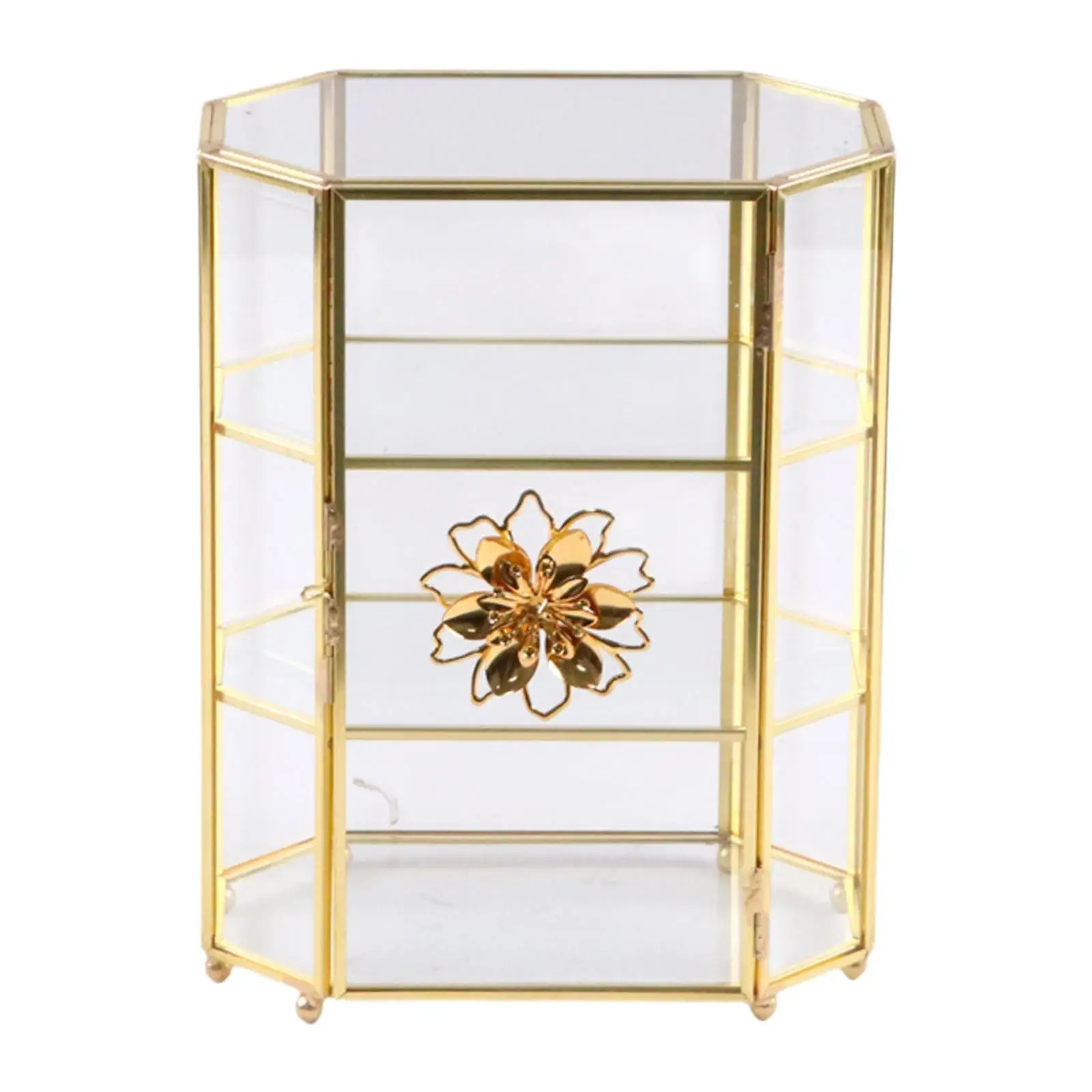 

Glass Geometric Jewelry Box Display Stand Decorative Keepsake Trinket Box Jewelry Organizer for Anklets Rings Perfume Statues