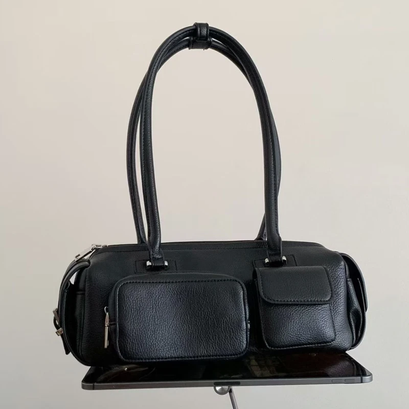 

Корейские винтажные сумки для женщин, роскошные дизайнерские сумки, кошельки, новинка 2023 года, из искусственной кожи с верхней ручкой, несколькими карманами, средними подмышками на плечо