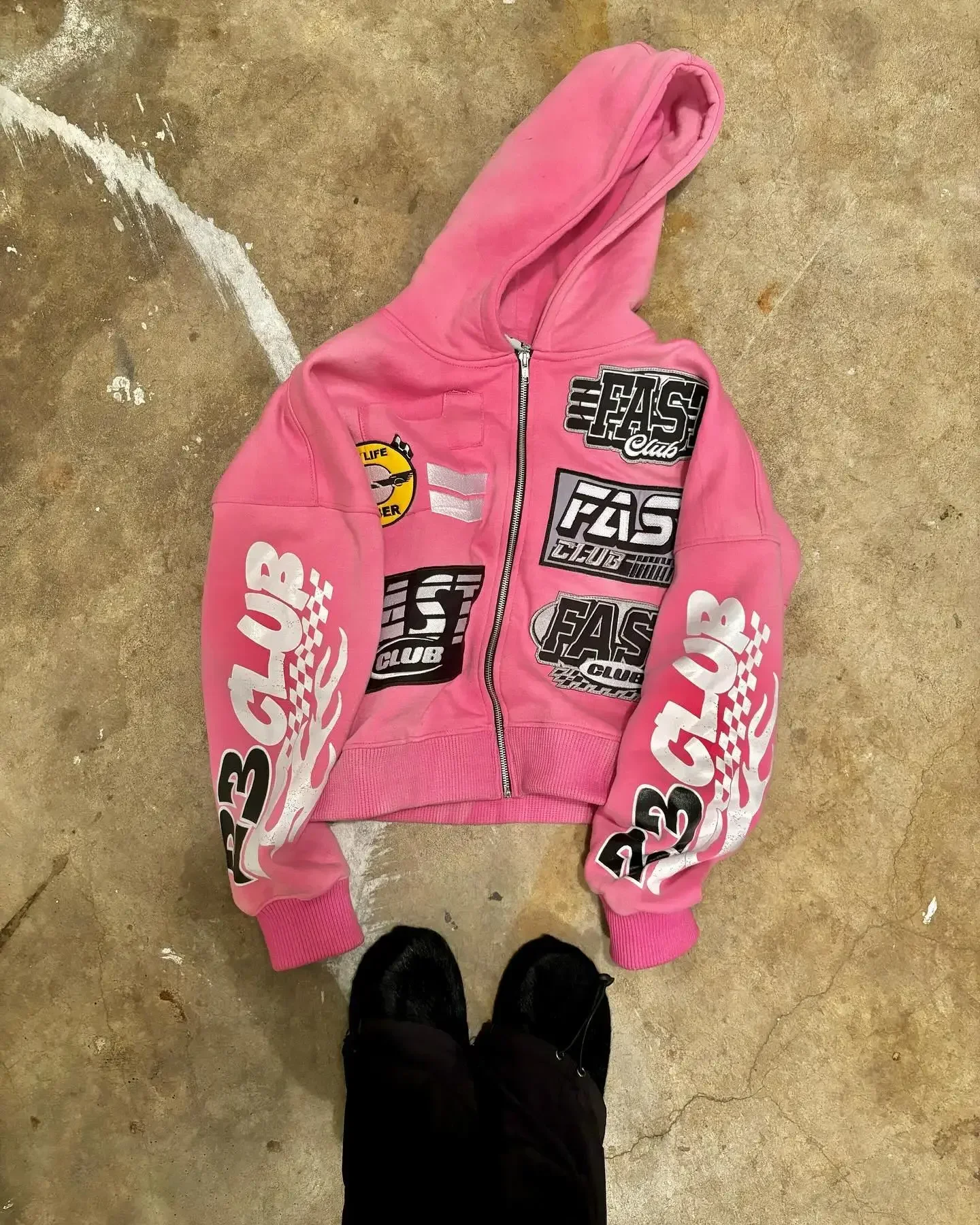 Y2k Fashion Men Letter Printed Zipper Pink Hoodie Casual New Vintage Harajuku Hip Hop Loose Long Sleeved Jacket Hip hop Hoodie